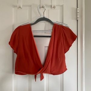 Orange Tie Crop Top